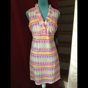 ⭐️NWT, New Vince Camuto Sexy Dress Ruffle Collar, Stretchy, Bright & Colorful 8